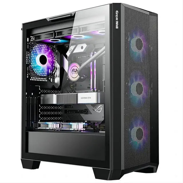 Kissee Technology Gaming PC core i7 CPU With 16G RAM 256G SSD HD4600 ATX/ITX/M-ATX full view side panel Temper Glass Front pc gamer