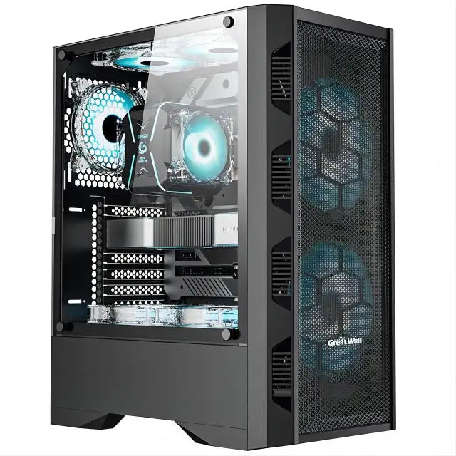 Kissee Technology Gaming PC core i7 CPU With 16G RAM 256G SSD HD4600 ATX/ITX/M-ATX full view side panel Temper Glass Front pc gamer