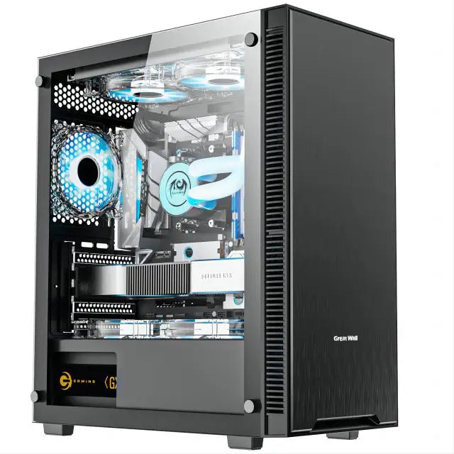 Kissee Technology Gaming PC core i7 CPU With 16G RAM 256G SSD HD4600 ATX/ITX/M-ATX full view side panel Temper Glass Front pc gamer