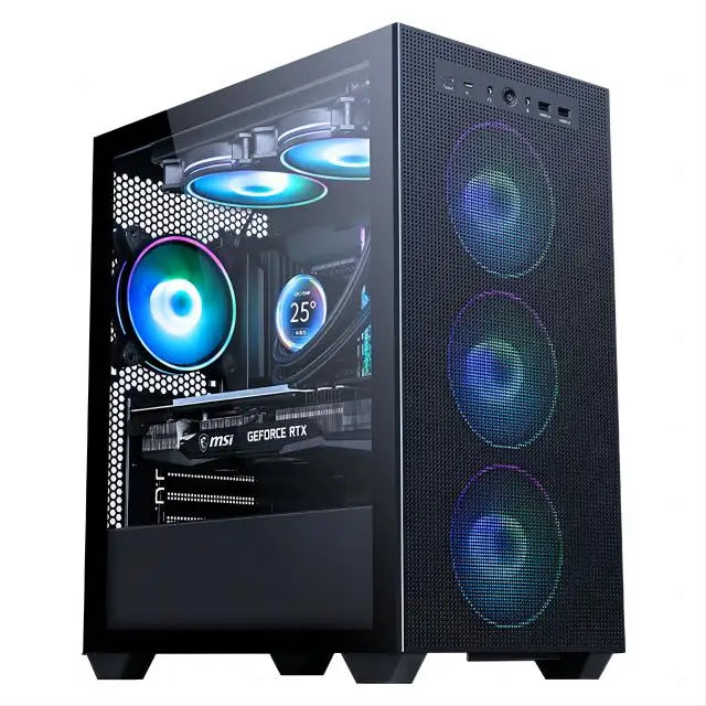 Kissee Technology Gaming PC core i7 CPU With 16G RAM 256G SSD HD4600 ATX/ITX/M-ATX full view side panel Temper Glass Front pc gamer