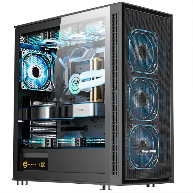 Kissee Technology Gaming PC core i7 CPU With 16G RAM 256G SSD HD4600 ATX/ITX/M-ATX full view side panel Temper Glass Front pc gamer