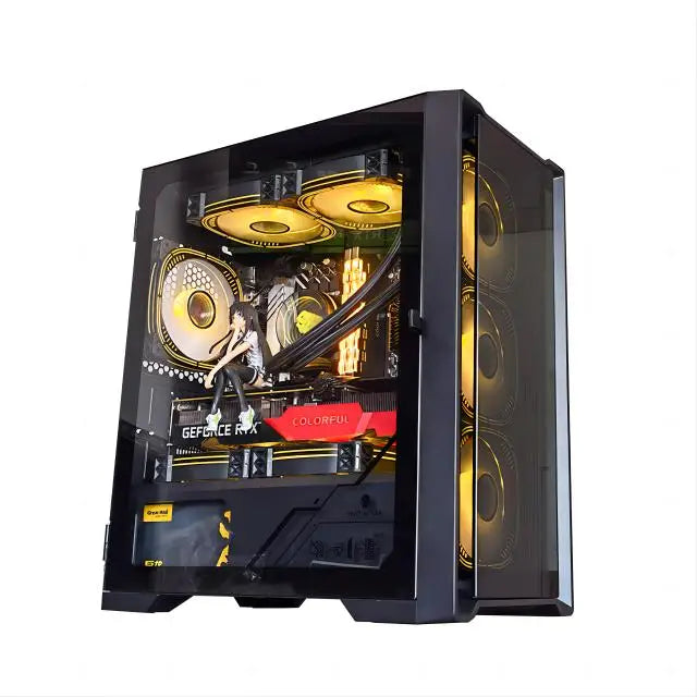 Kissee Technology Gaming PC core i7 CPU With 16G RAM 256G SSD HD4600 ATX/ITX/M-ATX full view side panel Temper Glass Front pc gamer