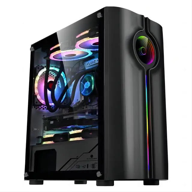 Kissee Technology Gaming PC core i7 CPU With 16G RAM 256G SSD HD4600 ATX/ITX/M-ATX full view side panel Temper Glass Front pc gamer