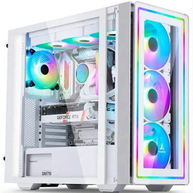 Kissee Technology Gaming PC core i7 CPU With 16G RAM 256G SSD HD4600 ATX/ITX/M-ATX full view side panel Temper Glass Front pc gamer