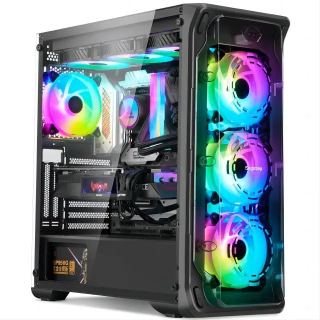 Kissee Technology Gaming PC core i7 CPU With 16G RAM 256G SSD HD4600 ATX/ITX/M-ATX full view side panel Temper Glass Front pc gamer