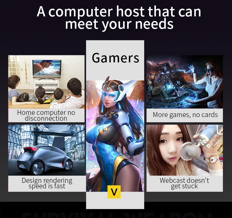 Kissee Technology Gaming PC core i7 CPU With 16G RAM 256G SSD HD4600 ATX/ITX/M-ATX full view side panel Temper Glass Front pc gamer